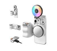 TELESIN Fun Shot Poignée magnétique pour appareil photo de téléphone portable + lumière magnétique RVB 4 en 1 (noir) - Kit de package compatible avec iPhone Magsafe & Android - Kit créatif pour