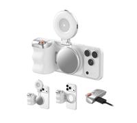 TELESIN Fun Shot Poignée Smartphone + C03 Lampe (Argenté) Set | Poignée Smartphone avec Détachable Télécommande Bluetooth & Filetage 1/4, pour iPhone/Android, Selfies/TikTok