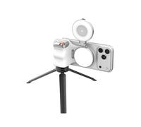 TELESIN Fun Shot Poignée Smartphone+C03 Lampe Selfie (Argent)+Trépied Métal | Poignée Smartphone avec DéTachable TéLéCommande Bluetooth, Compatible iPhone/MagSafe/Android