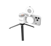 TELESIN Fun Shot Poignée Smartphone+C03 Lampe Selfie (Blanc)+Trépied Métal