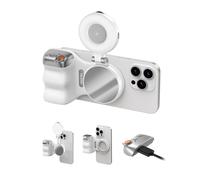 TELESIN Fun Shot Smartphone Handle Grip + C03 Lampe Magnétique (Blanc) Set | Compatible avec iPhone & Android, Kit de Création pour Selfies/Photographie/TikTok/Appels Zoom/Vidéo