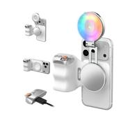 TELESIN Fun Shot Smartphone Handle Grip + Lumière Selfie RGB 4 en 1, Compatible MagSafe iPhone & Android, Éclairage 360° Couleur, Support Vidéo pour TikTok, Photo, Vlog, Appels Vidéo