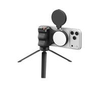 TELESIN Fun Shot Smartphone Handle Grip (Noir)+C03 Lampe Selfie (Noir)+Trépied Métal, Poignée Caméra Smartphone Creator Kit avec Détachable Télécommande Bluetooth, Compatible iPhone/MagSafe/Android