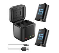 TELESIN Kit Chargeur de Batterie pour GoPro Hero 13 Black - Lot de 2 Batteries et boîtier de Charge Triple avec câble Type-C, Charge Rapide, Haute capacité pour Batteries d'origine Go Pro 13