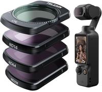 TELESIN Kit de fixation magnétique d'objectif pour DJI Osmo Pocket 3, lot de 4 CPL ND16 ND64 ND256 Densité Neutre Polarisant HD Ultra Mince Lentille en Verre Corning Filter Lens Protector Kit pour