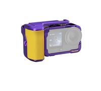 TELESIN Kit de poignée de rue en alliage d'aluminium pour DJI Action 6 avec support de caméra en métal avec bouton d'obturation basculante Coque en alliage d'aluminium fente pour carte TF (violet/or