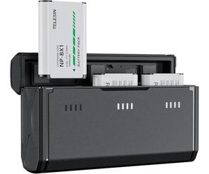 TELESIN Lot de 2 Batteries NP-BX1 et Chargeur 3 Canaux pour Sony NP-BX1/M8, ZV-1, ZV-1 II, Cyber-Shot DSC-HX80, HX90V, HX95, HX99, RX1, RX1R II, RX100 (II/III/IV/V/VA/VI/VII), FDR-X3000, HDR-AS50