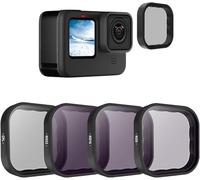 TELESIN Lot de 4 filtres d'objectif CPL ND8 ND16 ND32 compatibles avec GoPro Hero 9 - Noir - Densité Neutre et polarisant - Kit de Protection d'objectif pour Go Pro 9