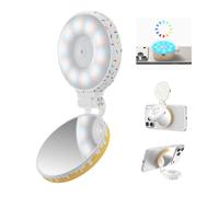 TELESIN Lumière magnétique RVB pour selfie avec miroir et support de téléphone, rechargeable et portable, lampe de remplissage pour iPhone Samsung