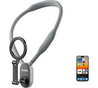 TELESIN Support magnétique tour de cou pour téléphones, support pour selfie POV/Vlog mains libres pour téléphone portable Android iPhone 15 14 13 12 Series (gris)