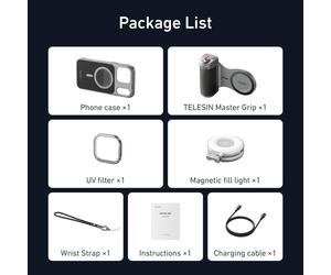Telesin Master Grip pour iPhone 17 Pro poignée magnétique avec batterie 3200mAh et éclairage LED - Creator Combo