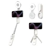 TELESIN Mini Magnétique Perche à Selfie & Trépied Smartphone + C03 Lampe Selfie Magnétique, Trépied Smartphone avec Télécommande Zoom, Compatible iPhone & Android pour TikTok, Vlogs, Vidéo