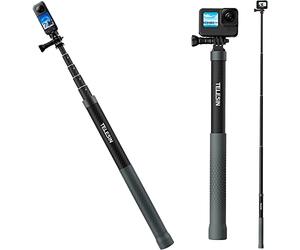 TELESIN Perche à Selfie en Fibre de Carbone, 1,2 m, GoPro Hero, Insta360, Compatible DJI Osmo 360 Action 6 5pro 4 3, étanche, légère, Angle de Prise de Vue réglable