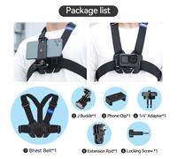 TELESIN-Sangle de poitrine pour GoPro,support de ceinture de gilet,accessoires de caméra d'action DJI,Fore13,12,11-with phone clip-B
