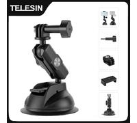 TELESIN support de caméra d'action ventouse pour Gopro DJI OSMO Action Insta360 support de téléphone intelligent réglable 1/4 adaptateur Standard