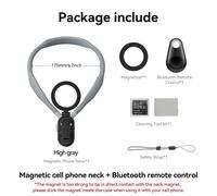 Telesin¿Support De Cou Magnétique En Silicone À Dégagement Rapide,Pour Iphone 15 14 13 12 11 Samsung Huawei Xiaomi,Accessoires De Téléphone Intelligent.Grey Remote Set.