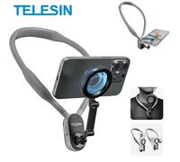 TELESIN Support cou magnétique silicone dégagement rapide, iPhone 11–15, Samsung, Huawei, Xiaomi, Gris