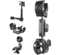 TELESIN Support de serrage en aluminium robuste de 9 mm à 38 mm - Double griffe de crabe à 360 degrés - Pour GoPro, Insta360, DJI et autres caméras d'action