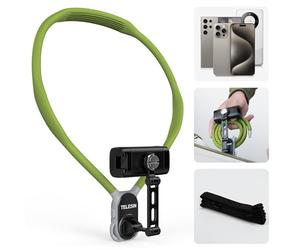 TELESIN° Support de Téléphone pour Le Cou, Support Cou POV/Vlog pour Téléphone avec Clip Téléphone, Support de Téléphone Mains Libres pour Le Cou pour iPhone Samsung et Tous Les Téléphones (Vert)