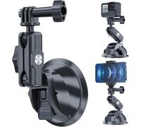 TELESIN Support de Ventouse pour GoPro Hero 13 12 11 10 9 Insta360 X5 X4 DJI Osmo 360/Action 5 4 Pocket iPhone Android, support de tableau de bord de fenêtre de pare-brise, Accessoires Caméra d'action