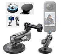 TELESIN Support Magnétique pour DJI Osmo Action 6 5 Pro 4 3 GoPro Hero 13 12 11 10 9 8 Max Insta360 X5 X4, Support Voiture avec Bras d'extension en métal Pivot 360° à dégagement Rapide, Accessoires