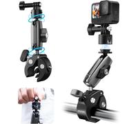TELESIN° Support moto à dégagement rapide pour GoPro, Support de guidon de vélo avec GoPro Hero 13 12 11 10 9 Insta360 DJI Osmo, support de caméra d'action avec deux têtes sphériques pivotantes à 360°