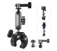 TELESIN Support moto pour GoPro, Support vélo pour DJI Osmo 360/Nano Action 5 Pro Pocket GoPro Hero 13/12/11/10, Insta360, accessoires de caméra avec double rotule rotative à 360°, adaptateur 1/4-20mm