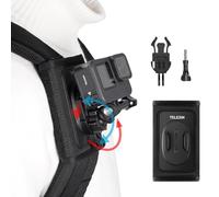 TELESIN Support Sac à Dos Rotatif à 360° avec Sangle Réglable | Pour GoPro Hero 13-7/MAX, DJI Osmo Action 5 Pro/4/3, Insta360 X5/X4, crochet en J, fixation épaule, randonnée, voyage, vlog