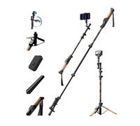 TELESIN TrekShot Perche à selfie en fibre de carbone 3 en 1, bâton extensible de 147,3 cm pour téléphone et caméras d'action, trépied de téléphone Vlog pour randonnée, camping, création de contenu