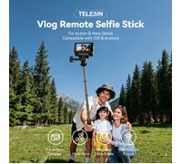 TELESIN Vlog Remote Trépied à Selfie Stick pour DJI Action DJI Osmo Action6/ 5 Pro/ 4/3/Insta 360/GoPro/Téléphone