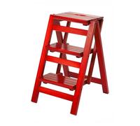 Telesladder Marchepied en bois à 3 niveaux Capacité de 150 kg Échelle pliante sûre et robuste pour un usage domestique Accès aux étagères et chaise assise - Design polyvalent et peu encombrant