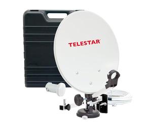 TELESTAR CampSat GO - Valise de Camping avec Parabole Satellite 35 cm + LNB | Support de mât, support mural, ventouse, câble de 10 m