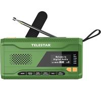 TELESTAR Top NR 5 - Radio d’Urgence (Radio compacte à manivelle, Batterie 4 000 mAh, Panneau Solaire, Fonction powerbank, Lampe Torche) - Vert