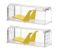 Teletrogy Lot de 2 Piège à Souris Vivante, Piège à Rat Réutilisable Facile à Nettoyer, Facile à Utiliser, Attrape Souris Libération sans Contact, Mouse Trap sans Tuer pour Extérieur/Intérieur, Jaune