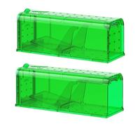 Teletrogy Lot de 2 Piège à Souris Vivante, Piège à Rat Réutilisable Facile à Nettoyer, Facile à Utiliser, Attrape Souris Libération sans Contact, Mouse Trap sans Tuer pour Extérieur/Intérieur, Vert