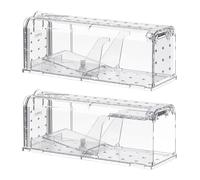 Teletrogy Lot de 2 Piège à Souris Vivante, Piège à Rat Réutilisable Facile à Nettoyer, Facile à Utiliser, Attrape Souris Libération sans Contact, Mouse Trap sans Tuer pour Extérieur/Intérieur