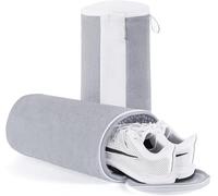 Teletrogy Lot de 2 Sac Lavage Chaussures Microfibre, Réutilisable Housse Nettoyage Chaussure Machine Sacs à Linge avec Fermeture Éclair Sacs de Blanchisserie pour Baskets, Grande Taille 32x18cm, Gris