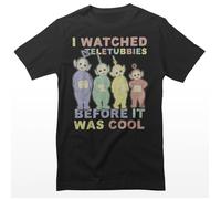 Teletubbies T-Shirt Homme Noir Col Rond Manches Courtes Taille S-5XL
