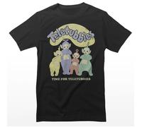 Teletubbies T-Shirt Homme Noir Manches Courtes Col Rond Coupe Régulière