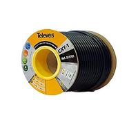 Televes 212701 Câble coaxial Acier-cuivre CXT1, Noir, PVC (Bobine en Bois), 100 m