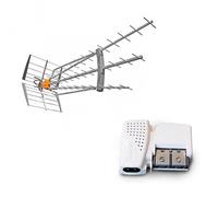 Televes Pack Antenne DAT HD Boss LR 4G LTE 700 Gain 47dBi TNT UHF + Ampli Compact 2 Sorties