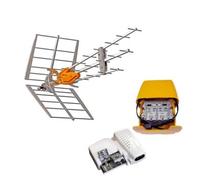 TELEVES Pack Antenne Rateau TNT DAT HD BOSS UHF Gain 42dB + Alimentation 24V + Amplificateur Easy F