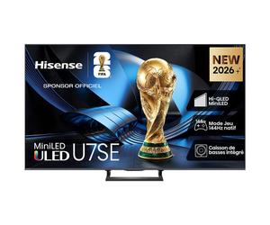 Téléviseur Hisense 75U7SE 75 Mini-LED ULED 4K Smart TV 144Hz natif Local Dimming 1400 cd/m² VIDAA U9 AirPlay 2 FreeSync Premium Pro Jeux