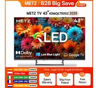 METZ 43MQF7500Z TV 43 pouces (109 cm) QLED 4K UHD Google TV, HDR10+, Dolby Vision & Atmos, HDMI 2.1, VRR, MEMC, fonction localisation de la télécommande, Chromecast intégré, triple tuner DVB-T/T2/C/S/