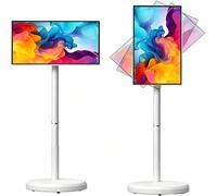 TéLéViseur Portable 21,5 Pouces à éCran Tactile,Support TV Intelligent sur roulettes,éCran Tout-en-Un Inclinable et Pivotant,Batterie IntéGréE de 5 Heures pour Salon,Chambre,Maison,Bureau
