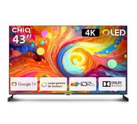 CHIQ 43 Pouces 4K QLED Smart TV, UHD Wide Color Gamut avec HDR, Chromecast intégré, Dolby Audio, DBX-TV, Bluetooth 5.0, Wi-FI Double Bande, U43QM8E Modèle 2023