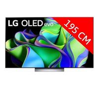 TV OLED Evo LG OLED77C3 195 cm 4K UHD Smart TV 2023 Noir et Argent