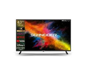 Televizor Smart SCHNEIDER 43SC691K Ultra HD 4K, 109 cm, Audio Dolby, Disney Plus, YouTube, Wi-Fi, VIDAA OS, Clasa E, Negru