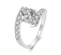 Teleye Bague moissanite tendance 1 ct MSR042, 8, Gemme, Moissanite