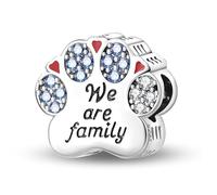 Teleye Breloque de perles à imprimé patte de famille, breloque de bracelet en perles, convient aux bracelets de 3 mm à 4,5 mm